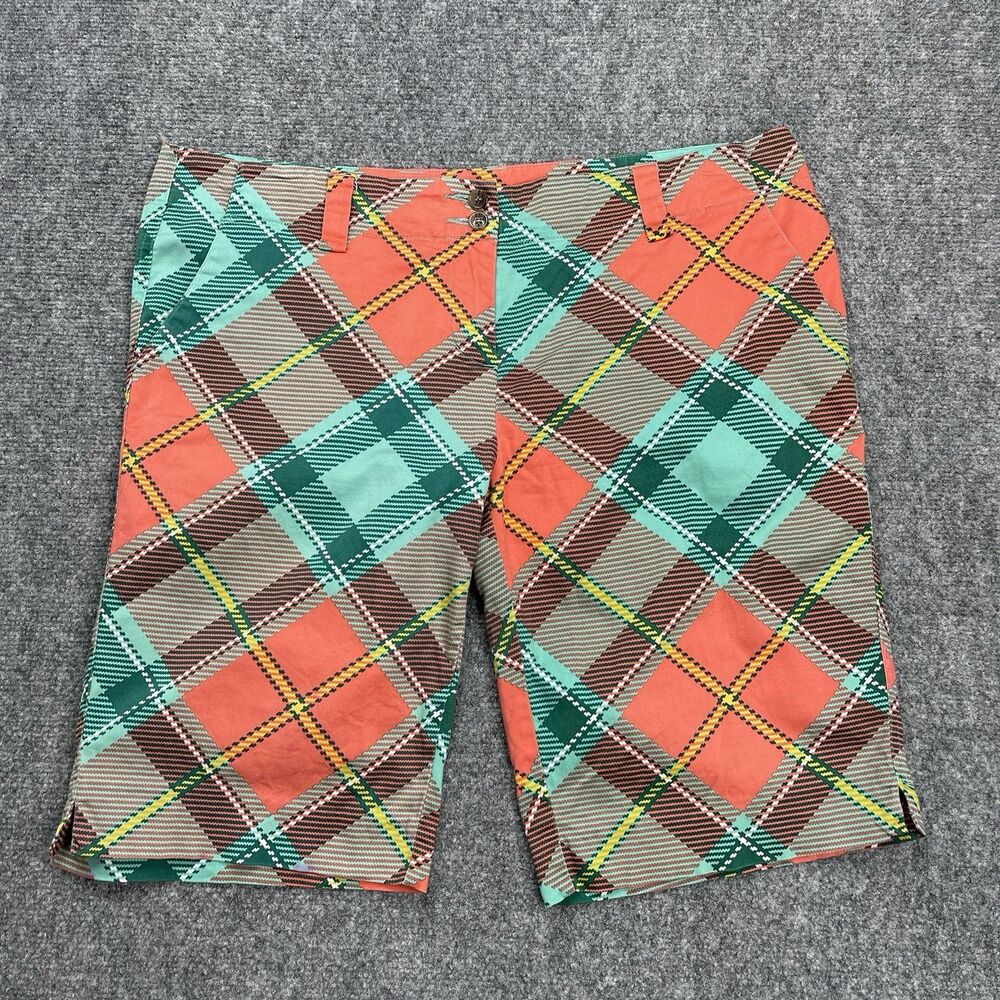 Loudmouth Golf Shorts Womens Size 12 Plaid Bermuda Pockets Stretch